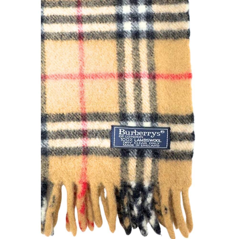 Burberry 100% Lambswool Scarf House Check Plaid Full Length Fringe AUTHENTIC - Picture 9 of 9